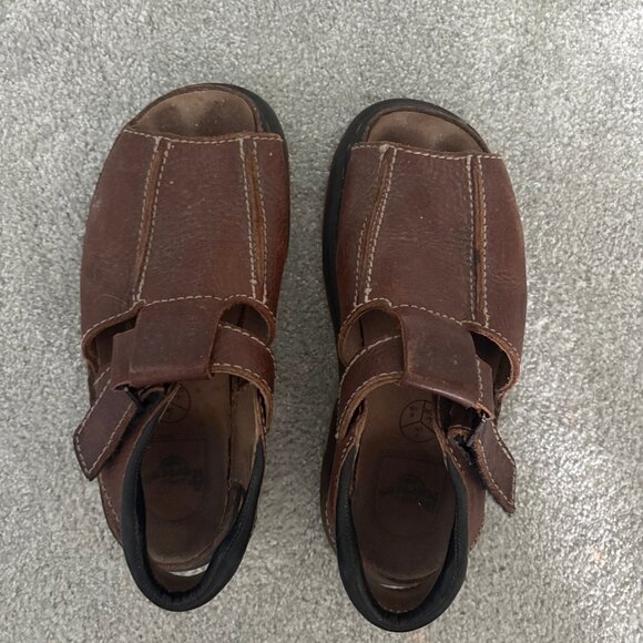 Dr. Martens Shoes - Doc Martens Brown Leather Velcro Sandals – Vintage Y2K Women’s Size 8